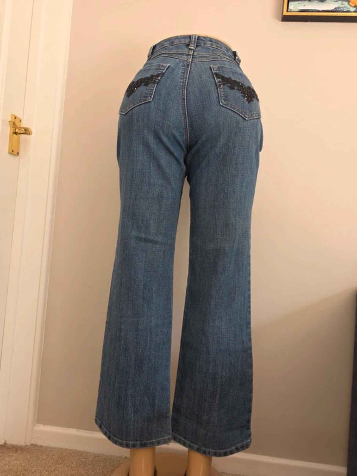 Dressbarn Petite Mid Rise Wide Bootcut Jeans UK Size 12 Petite
