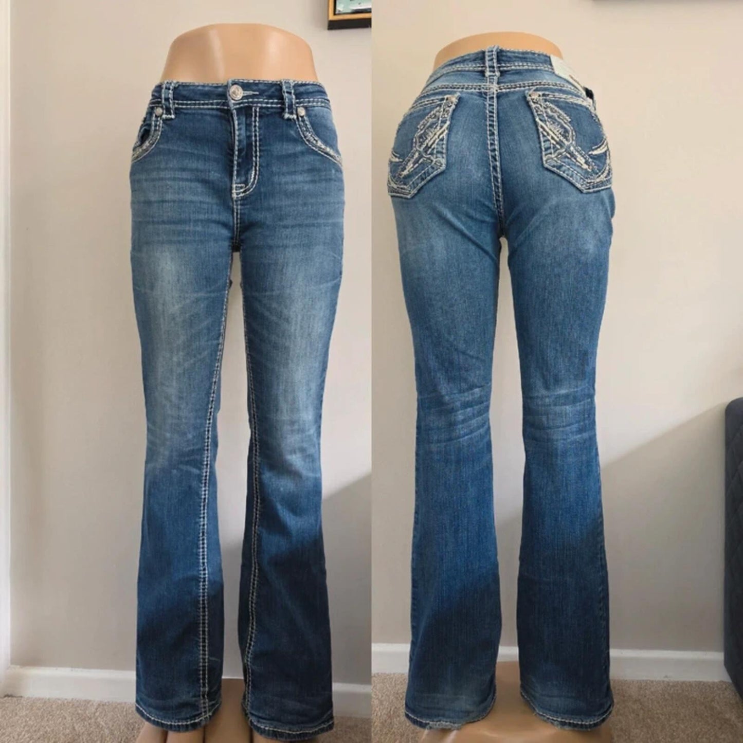 Grace in LA Mid Rise Bootcut Vintage Y2K Jeans UK Size 10 Tall