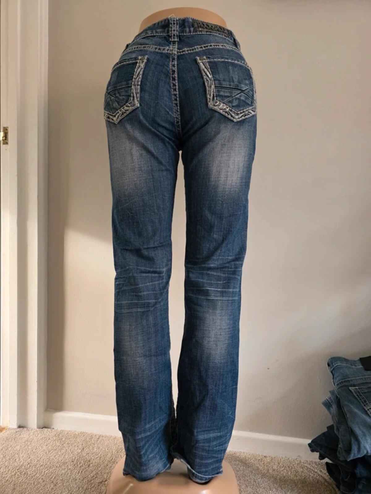 Vintage Y2K Rock & Roll Cowgirl Mid Rise Boyfriend Jeans UK Size 10 tall
