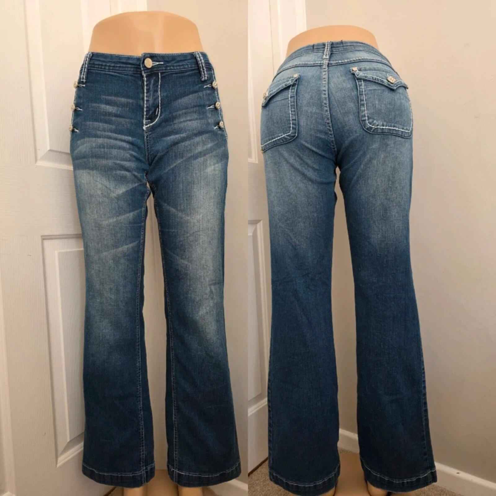 Luxury Blues Mid Rise Bootcut Vintage Y2K Jeans UK Size 12