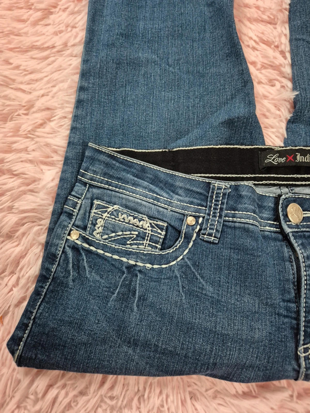 Vintage Y2K Love Indigo Mid Rise Bootcut Jeans UK size 12