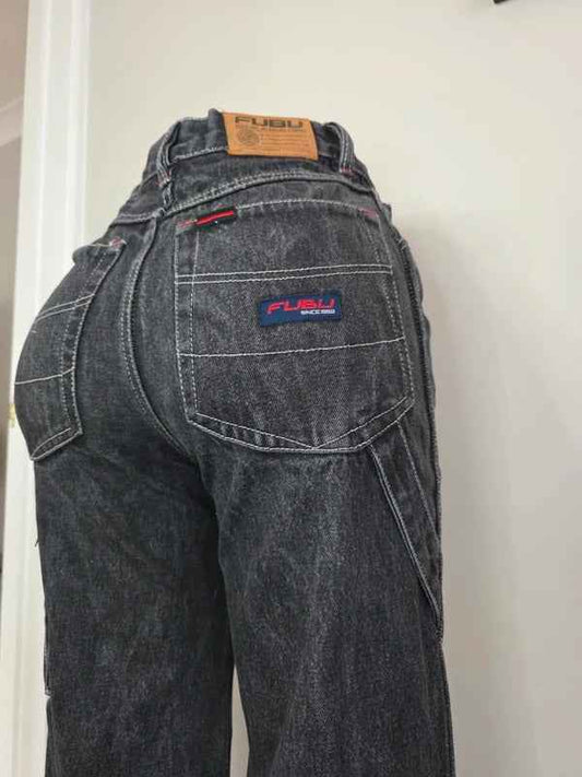 FUBU High Rise Cargo Jeans UK Size 8 Petite