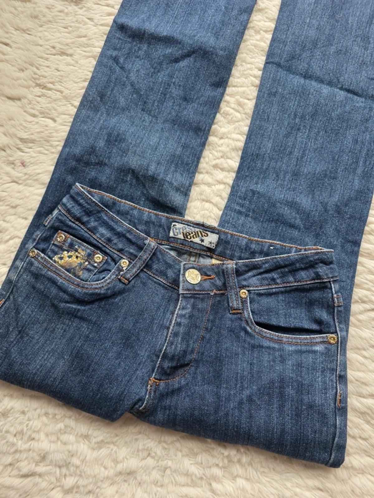 Vintage Y2K Crest Jeans Low Rise Bootcut Jeans UK 8