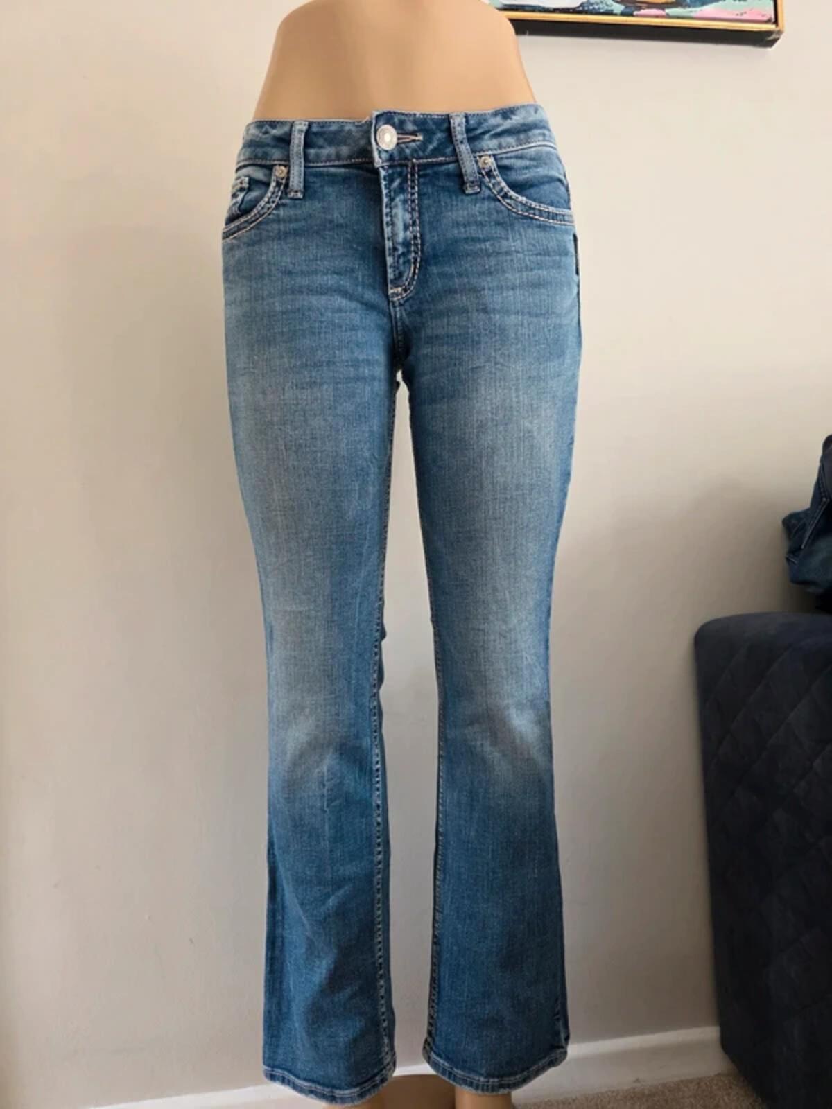 Vintage Y2K Silver Jeans Co Low Rise Bootcut Jeans UK Size 8 petite