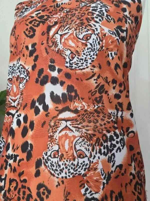 Saix Woman Leopard Print Shimmer Stretch Top UK Size 10