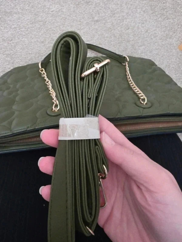 Amalia Heart Quilted Khaki Green Shoulder Bag Crossbody Bag New With Tags