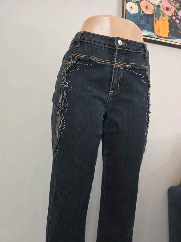 Annabell Mid Rise Cropped Vintage Y2K Jeans UK Size 12/14