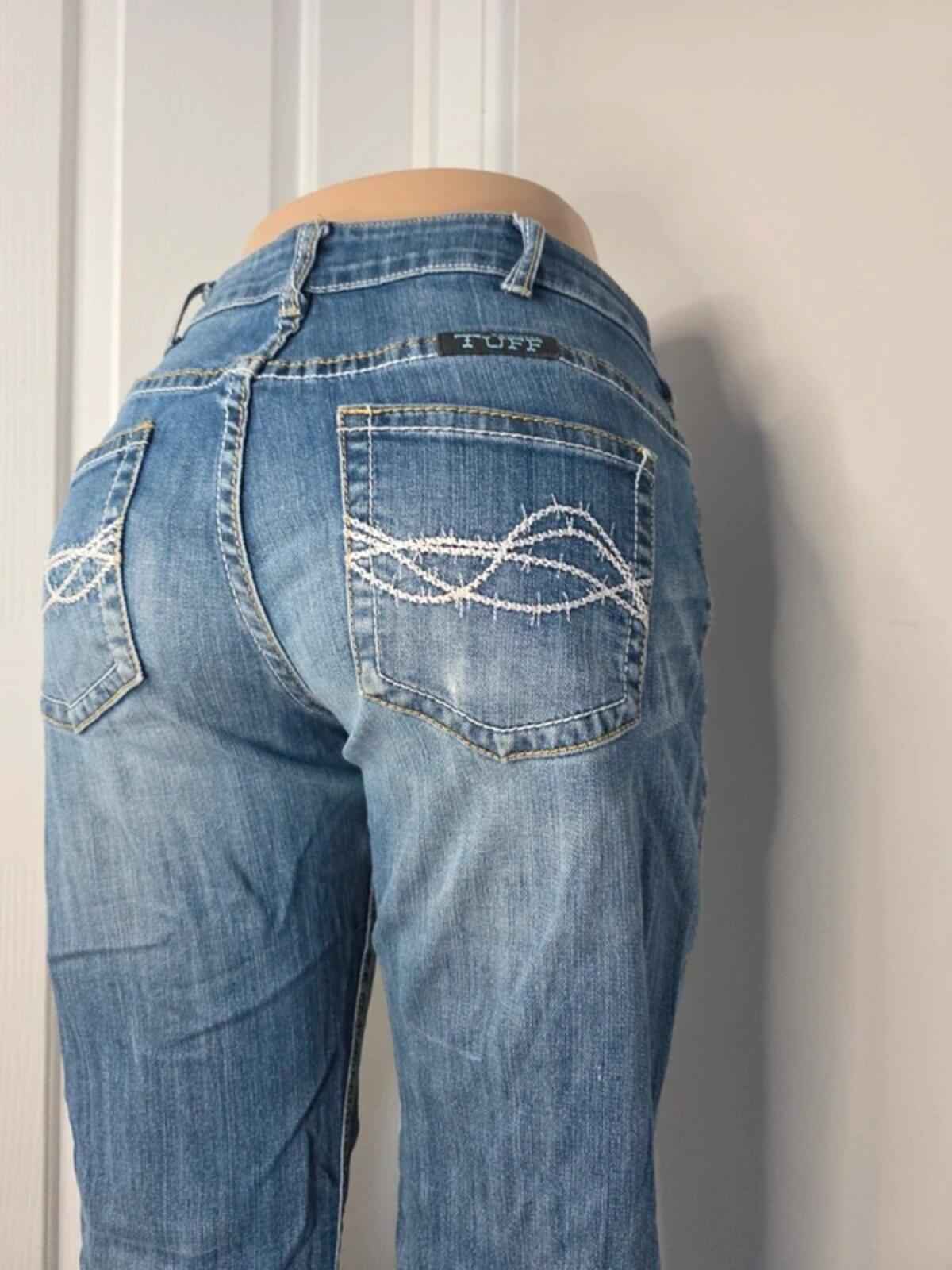Cowgirl Tuff Mid Rise Relaxed Bootcut Jeans UK Size 10 Tall