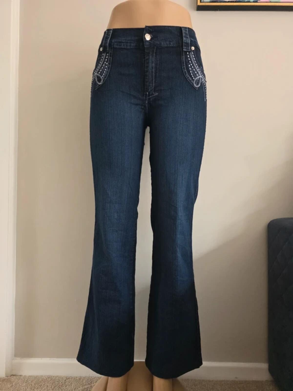 PNK Vintage Y2K Petite Mid Rise Wide Bootcut Jeans UK Size 12