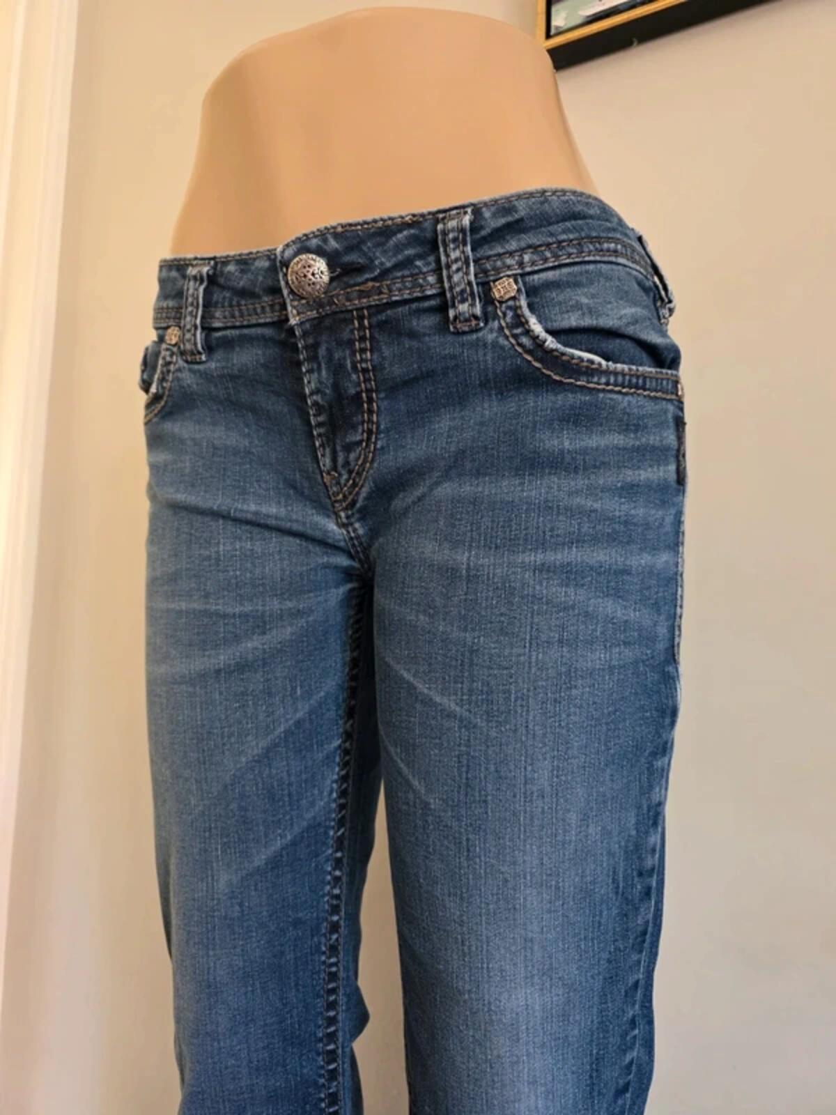 Vintage Y2K Silver Jeans Low Rise Bootcut Jeans UK Size 12 Petite