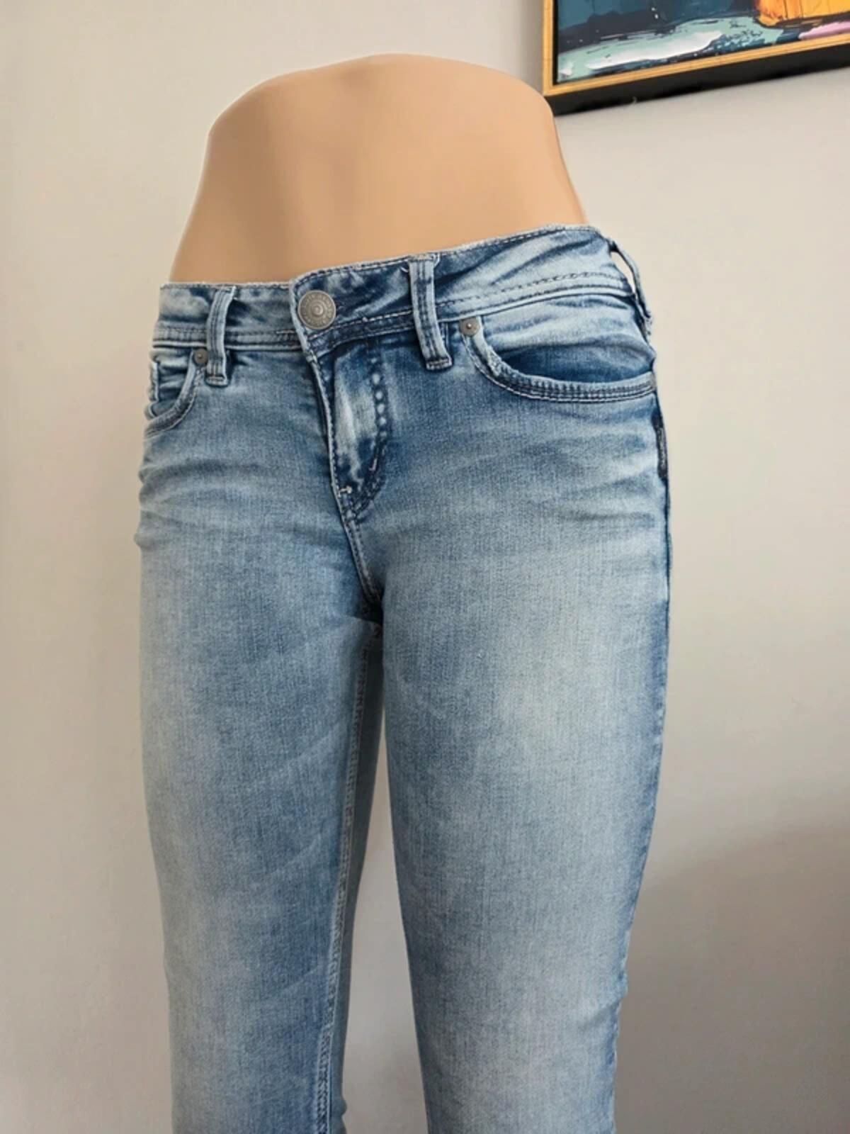 Vintage Y2K Silver Jeans Co Low Rise Skinny Jeans UK Size 6