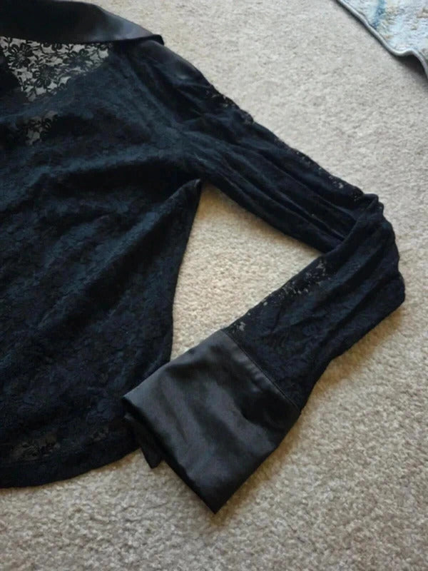 Vintage Y2K Miss Mimi Italia Lace Satin Panel Top UK Size 10