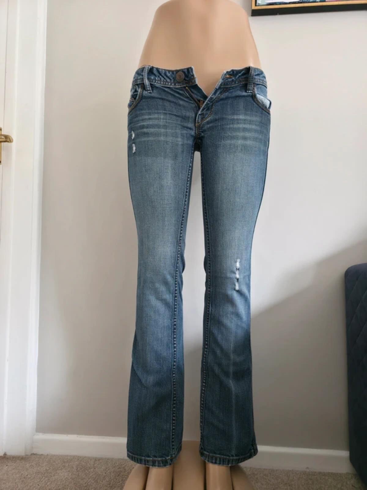 XXI Ultra Low Rise Distressed Baby Bootcut Vintage Y2K Jeans UK Size 4