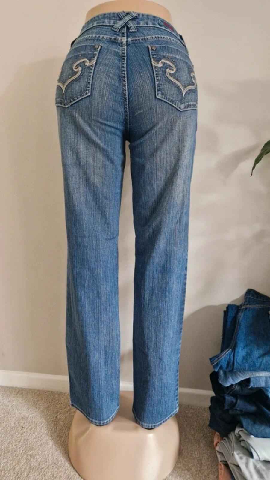 Y2K "Royalty" Mid Rise Bootcut Flared Denim Jeans UK 12