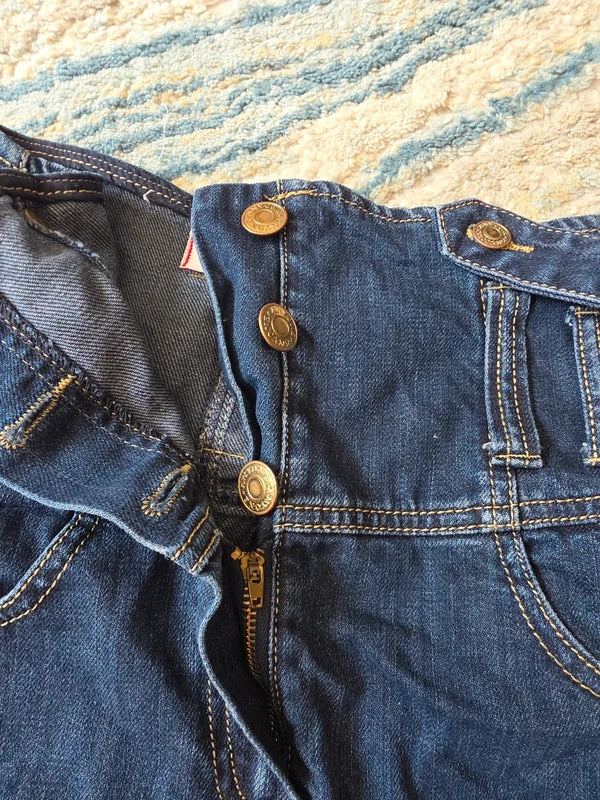 Anyone High Waisted Denim Mini Skirt with Belt UK Size 6