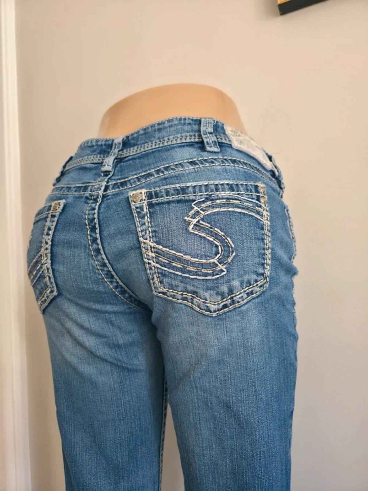 Silver Mid Rise Bootcut Vintage Y2K Jeans UK Size 10/12 Petite