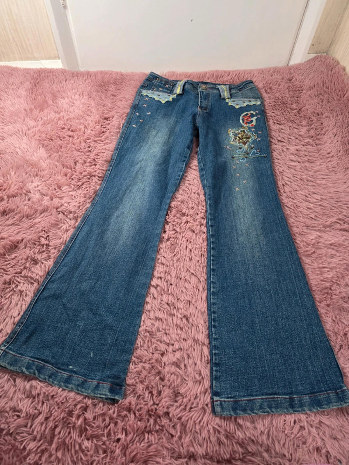 Very Unique Vintage Y2K MG Mid Rise Flared Jeans UK size 10