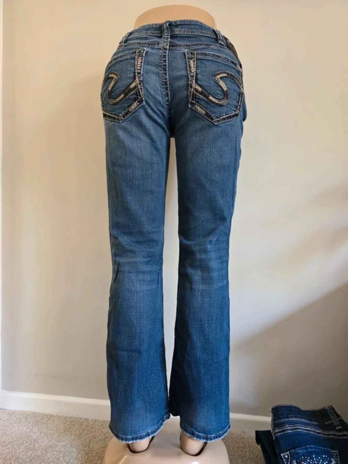 Vintage Y2K Silver Jeans Low Rise Bootcut Jeans UK Size 12 Petite
