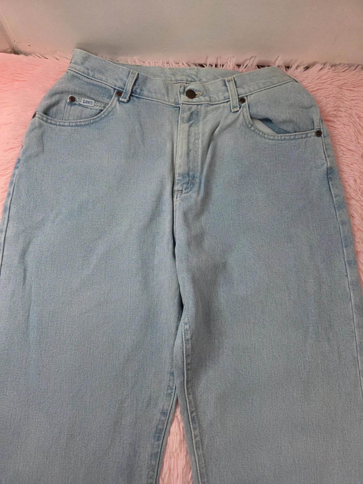 Vintage Y2K Lee Mum Jeans Light Blue Denim UK Size 10 Tall
