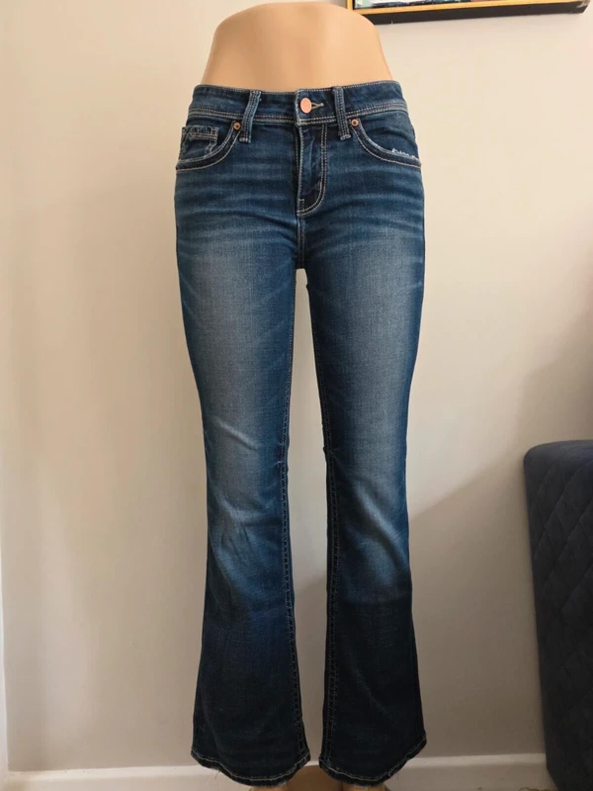 Vintage Y2K Buckle Black Mid Rise Bootcut Jeans UK Size 6/8 Petite
