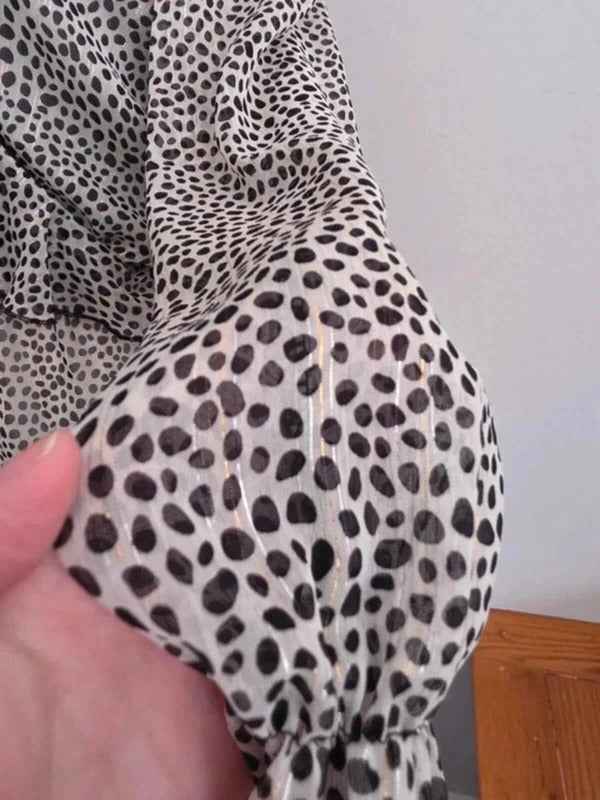 Vintage Y2K Sheer Polka Dot Ruffle Blouse Made in Italy UK Size 4/6