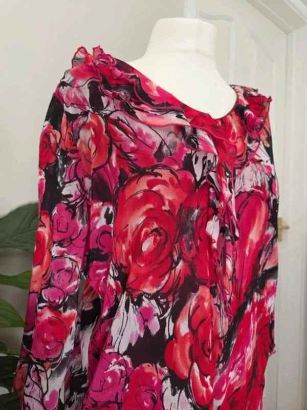 Leonora Made in Italy Floral Mesh Blouse UK Size 18