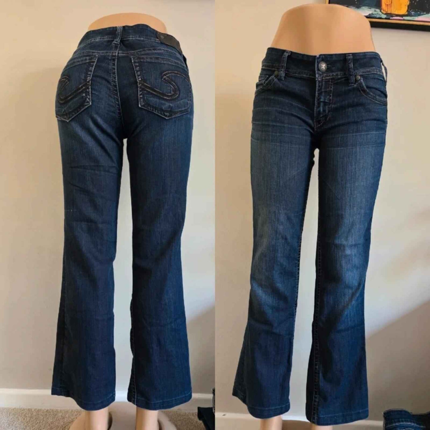 Vintage Y2K Silver Jeans Mid Rise Bootcut Jeans UK Size 12 Petite