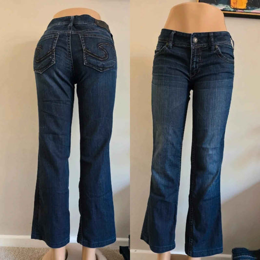 Vintage Y2K Silver Jeans Mid Rise Bootcut Jeans UK Size 12 Petite