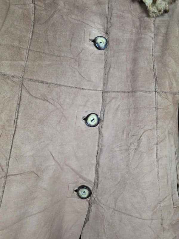 Vintage Y2K Nine West Faux Suede Longline Coat with Faux Fur Collar UK size 10