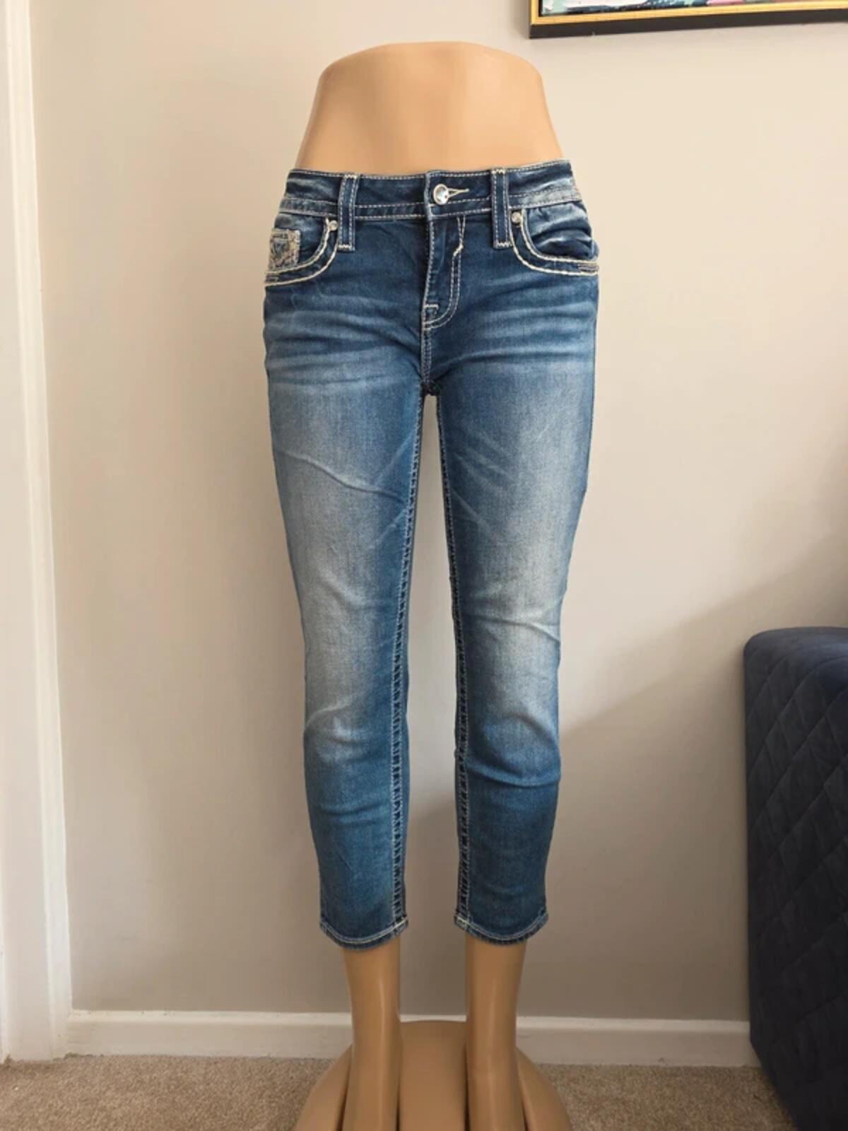Vigoss Low Rise Capri Bling Vintage Y2K Jeans UK Size 8