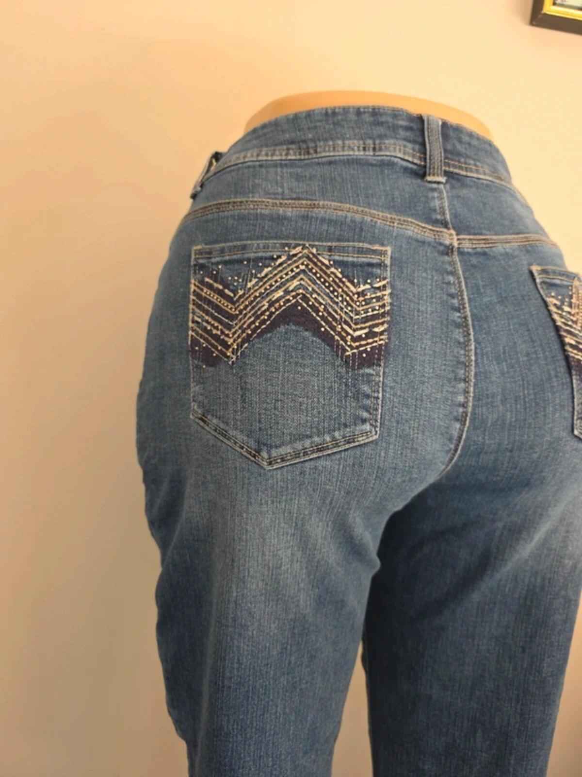 Chico's Mid Rise Skinny Jeans UK Size 14 Petite