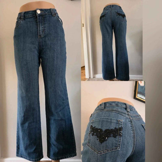 Dressbarn Petite Mid Rise Bootcut Jeans UK Size 12