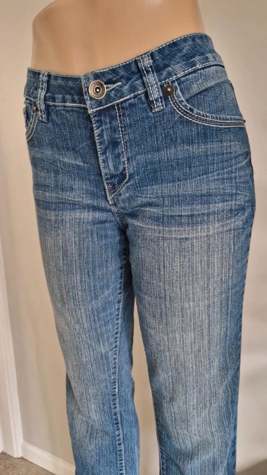 Y2K "Royalty" Mid Rise Bootcut Flared Denim Jeans UK 12