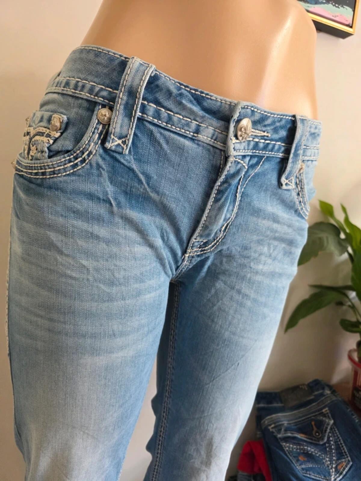 Vintage Y2K Rock Revival Low Rise Bootcut Jeans UK Size 10/12 Tall