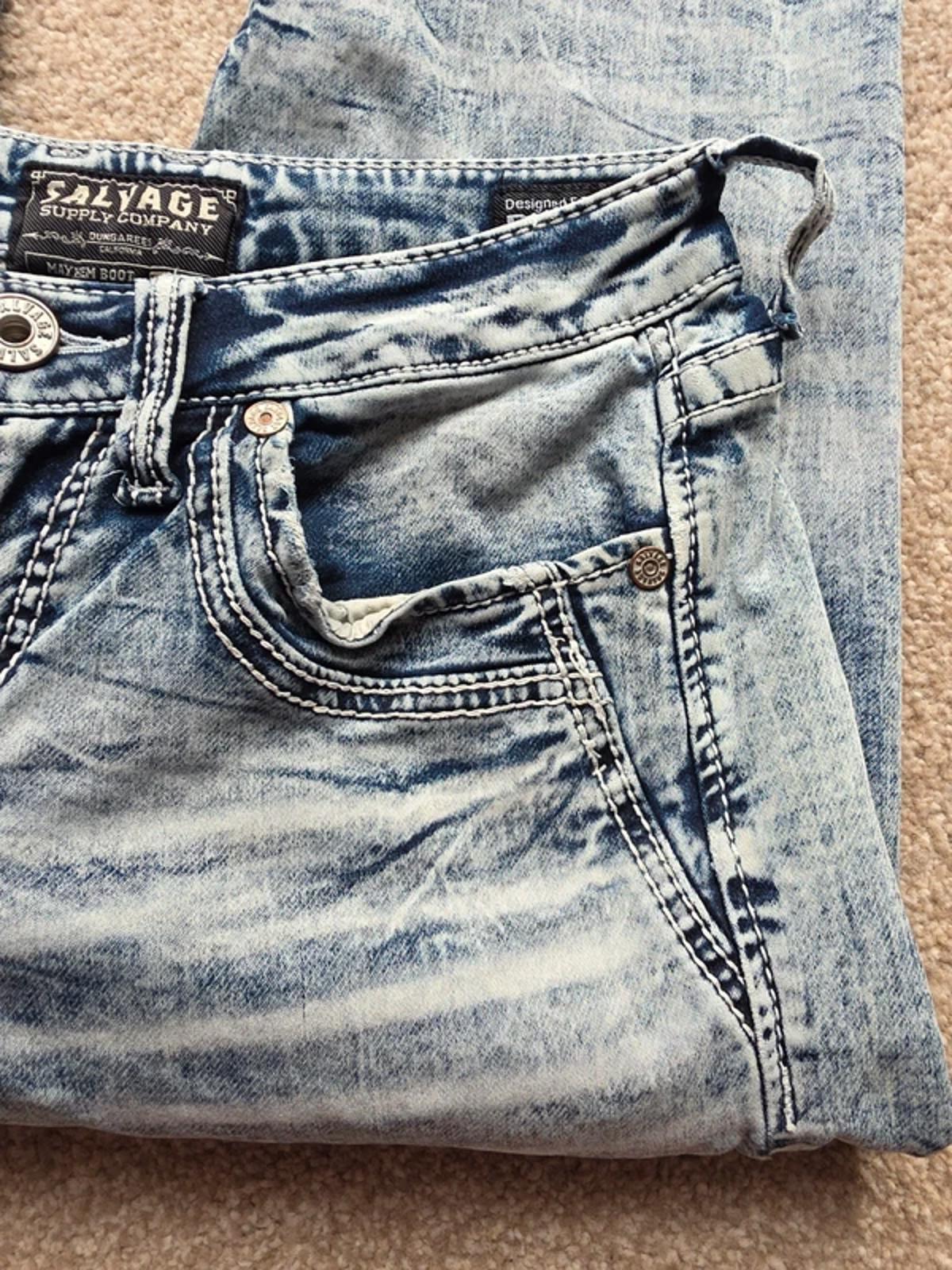 Y2K Salvage Mayhem Boot Mid Rise Bootcut Jeans UK Size 10 .