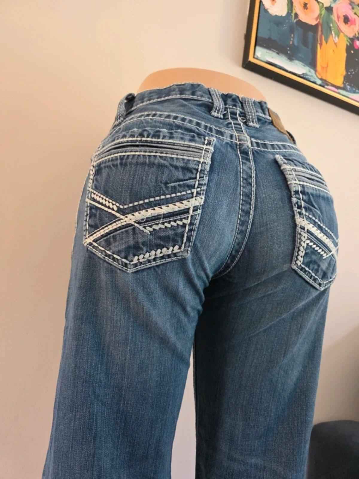 BKE Vintage Y2K Tyler Mid Rise Wide Leg Bootcut Jeans UK Size 8 Petite