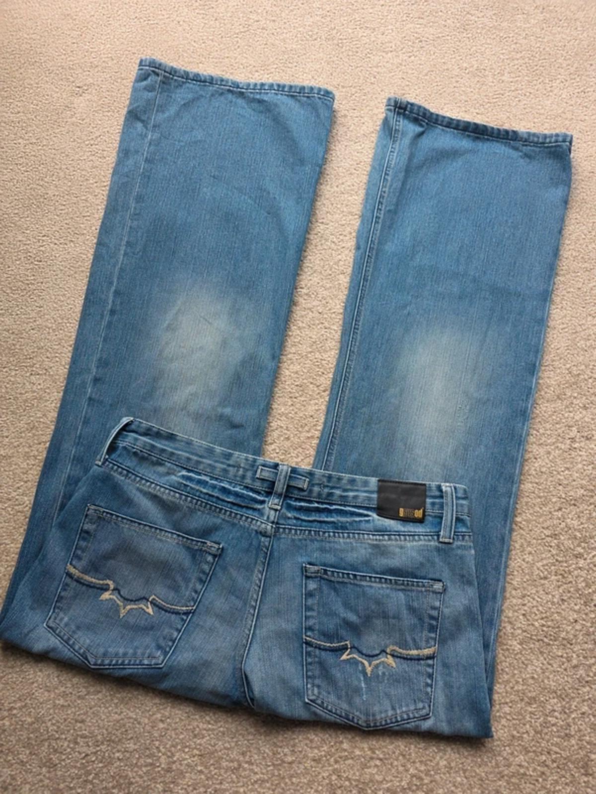 Vintage Y2K Gsus Sindustries Low Rise Wide Leg Jeans UK Size 14