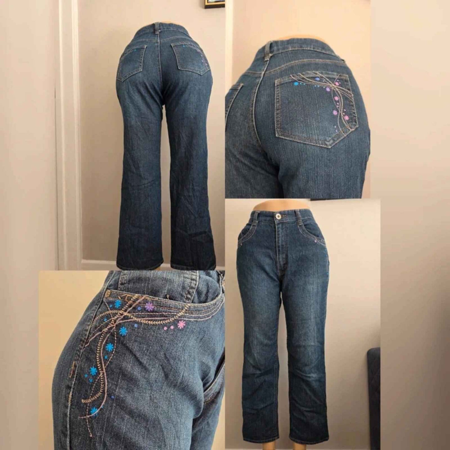Flash High Rise Wide Leg Straight Vintage Y2K Jeans UK Size 14 Petite