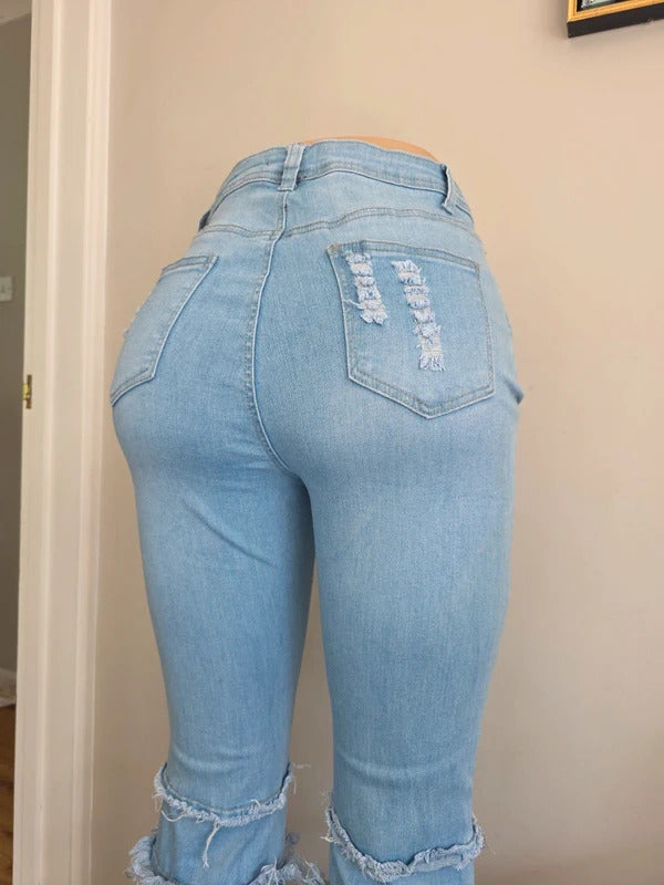 Swank High Rise Flared Jeans UK Size 8 Tall