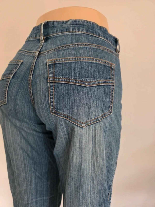 Vintage Y2K Unbranded High Rise Petite Flared Jeans UK Size 14