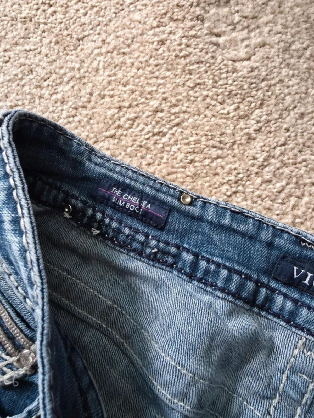 Vigoss Mid Rise Bling Bootcut Jeans UK Size 14 Tall