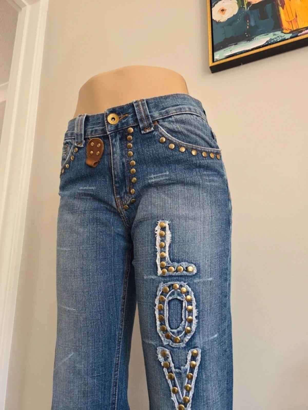 La Virtu Mid Rise Straight Vintage Y2K Jeans UK Size 8/10 Tall