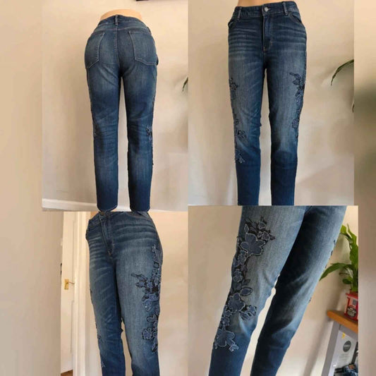 Vintage Y2K White House Black Market Mid Rise Skinny Jeans UK Size 14 Petite