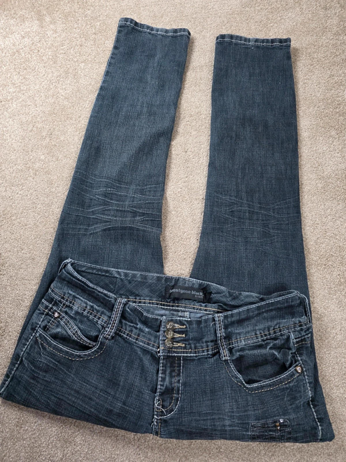 Vintage Y2K Twentyone Black Low Rise Skinny Jeans UK Size 14