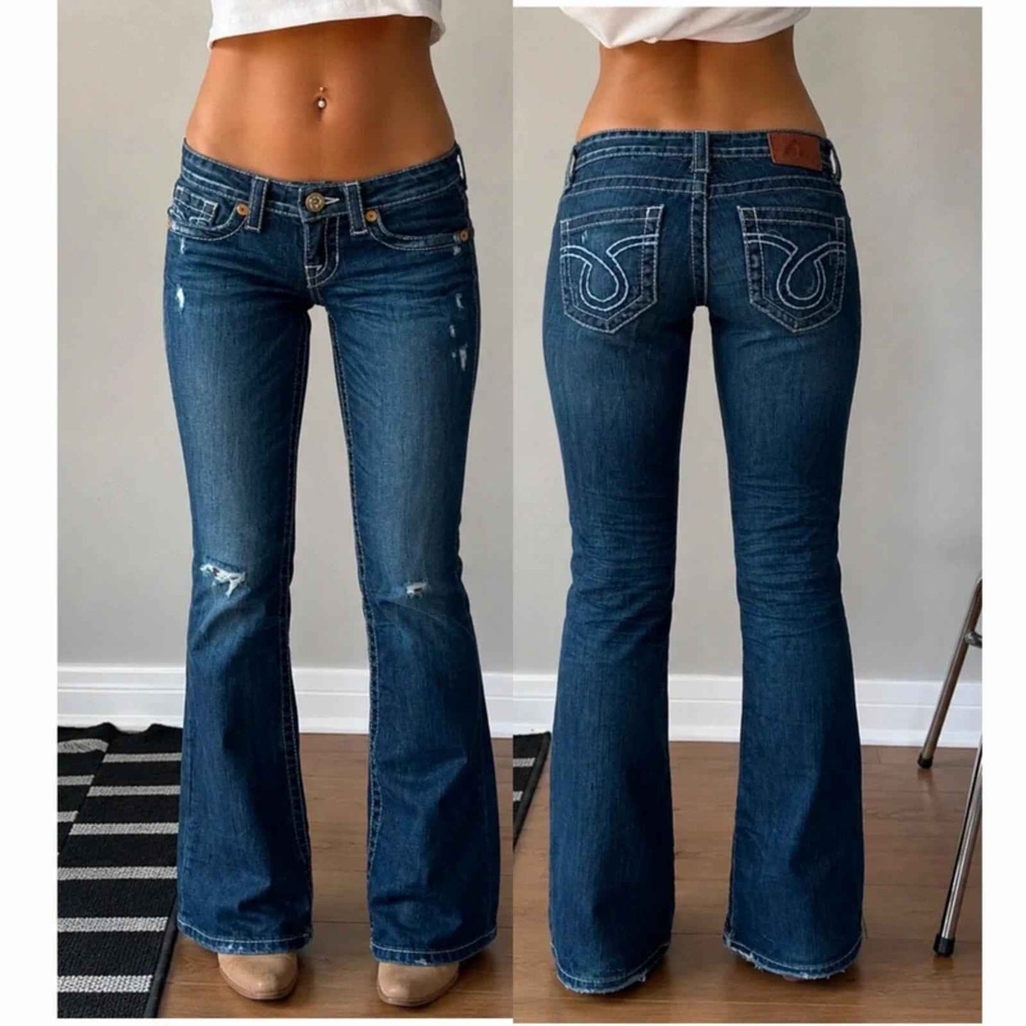 Big Star Vintage Y2K Ultra Low Rise Bootcut Jeans UK Size 4