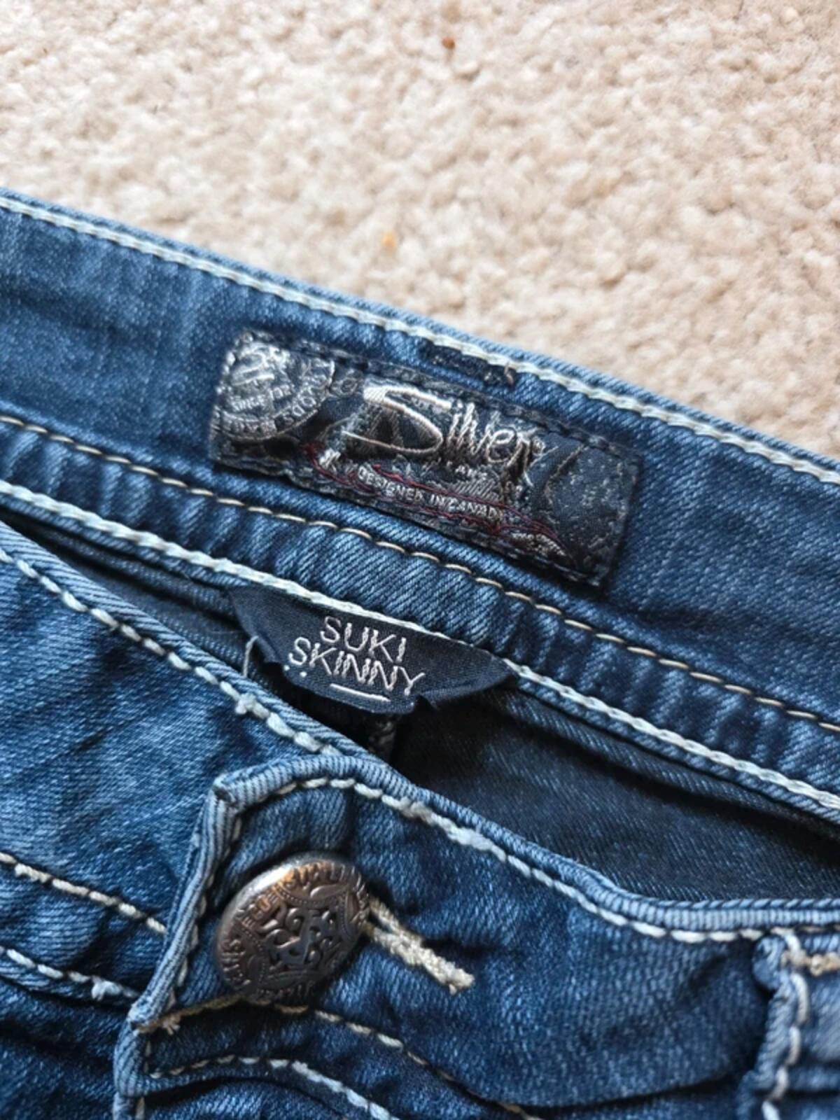 Vintage Y2K Silver Jeans Mid Rise Skinny Jeans UK Size 14