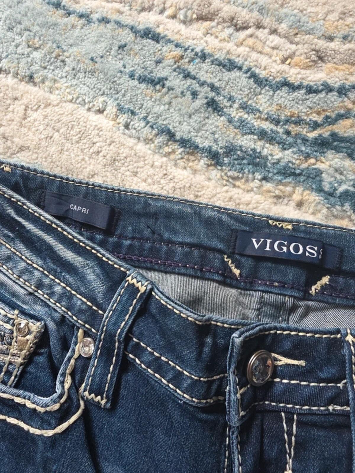 Vigoss Low Rise Capri Bling Vintage Y2K Jeans UK Size 8