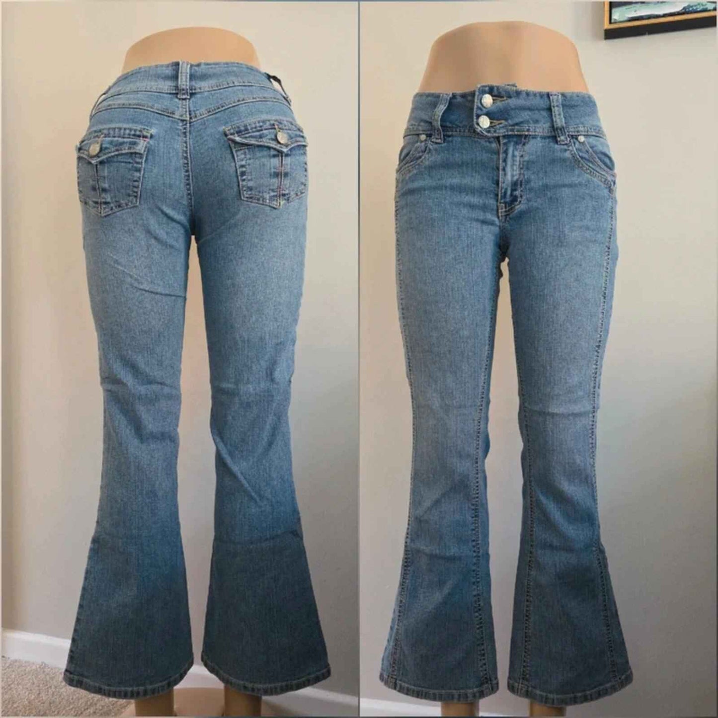 RVT Mid Rise Flared Vintage Y2K Jeans UK Size 8 Petite