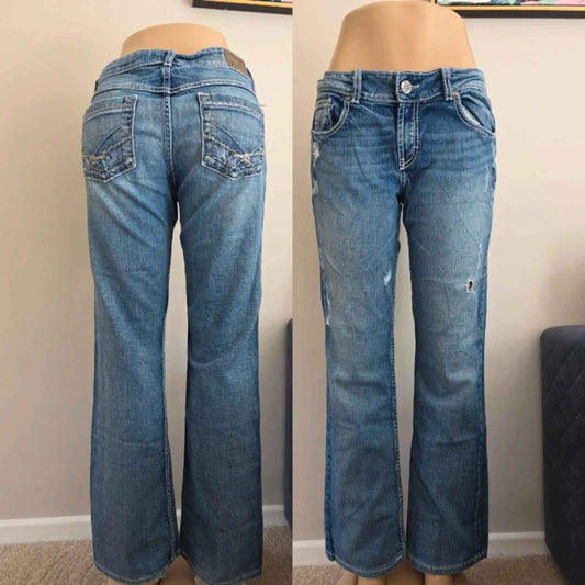BKE Mid Rise Distressed Bootcut Vintage Y2K Jeans UK Size 10/12 Petite