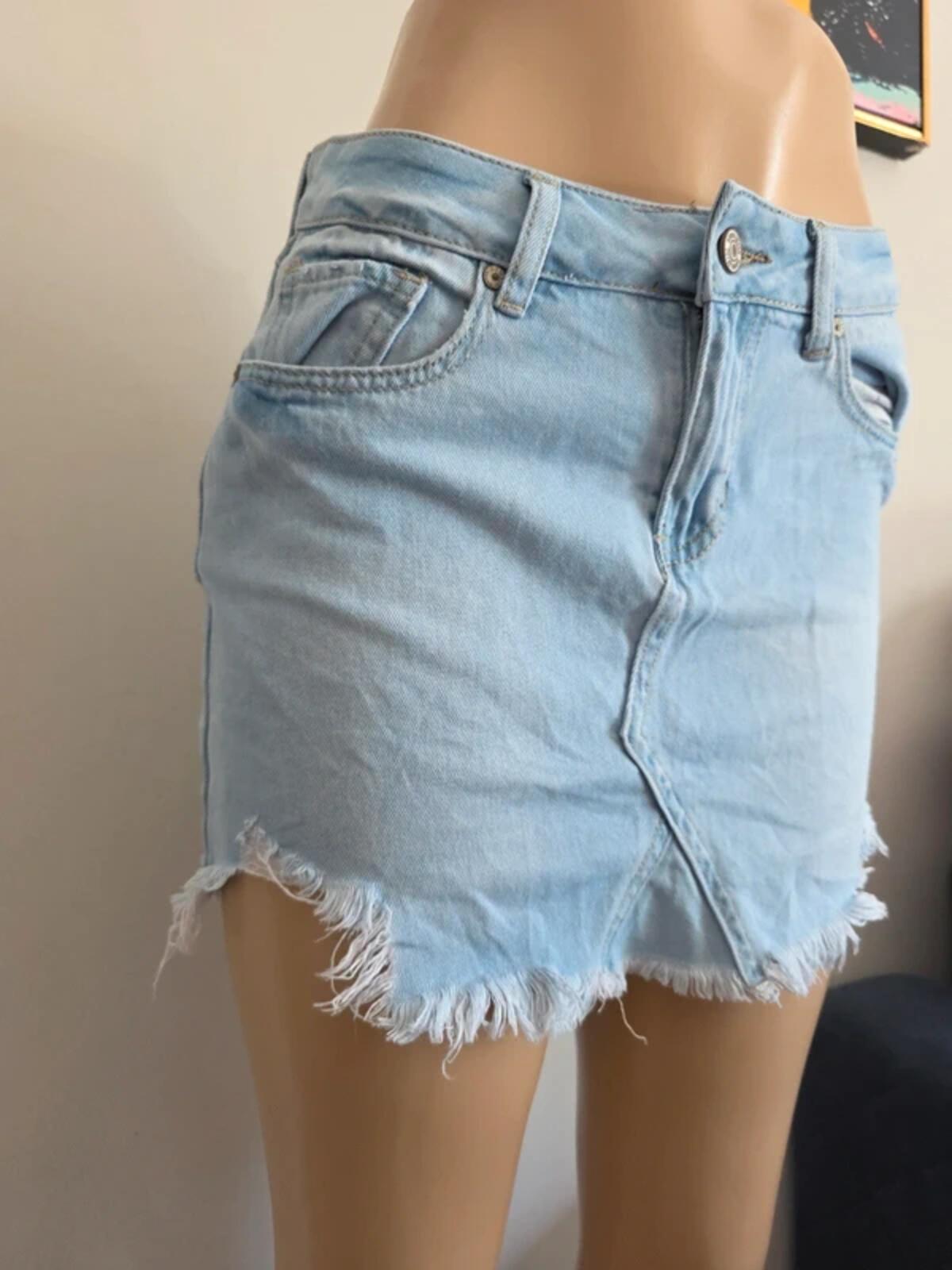 Rewash Vintage Y2K Light Wash Denim Mini Skirt UK Size 6